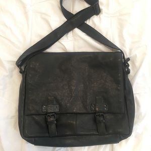 Barney’s New York leather messenger bag.